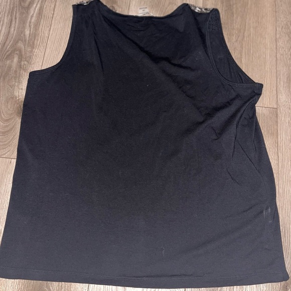 Peter Nygard Black Tank with Beaded Shoulder Accents - Picture 7 of 7